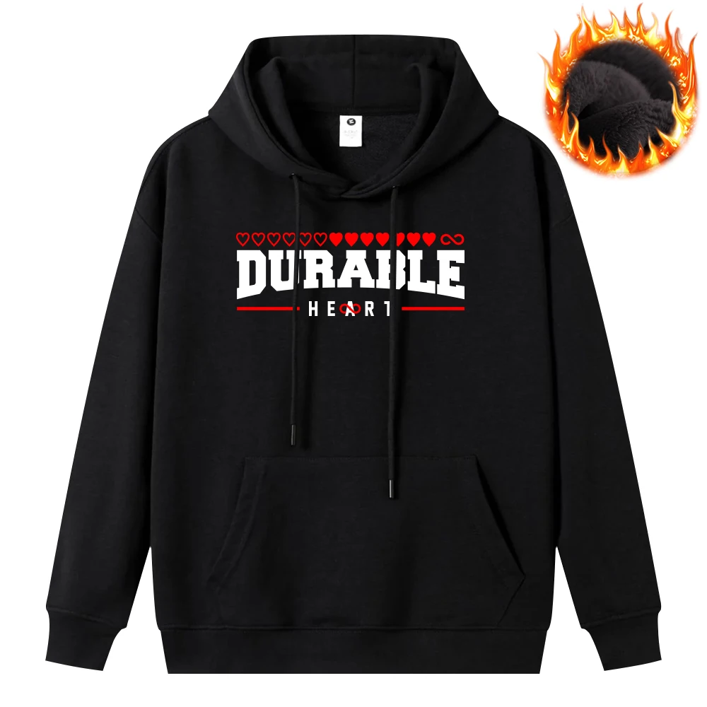 Durable Letter Printed Hoodies Oversize Hoodie Casual Tops Warm Thick Plush Mens Clothing Hip Hop Pullover Cozy Sweatshirt