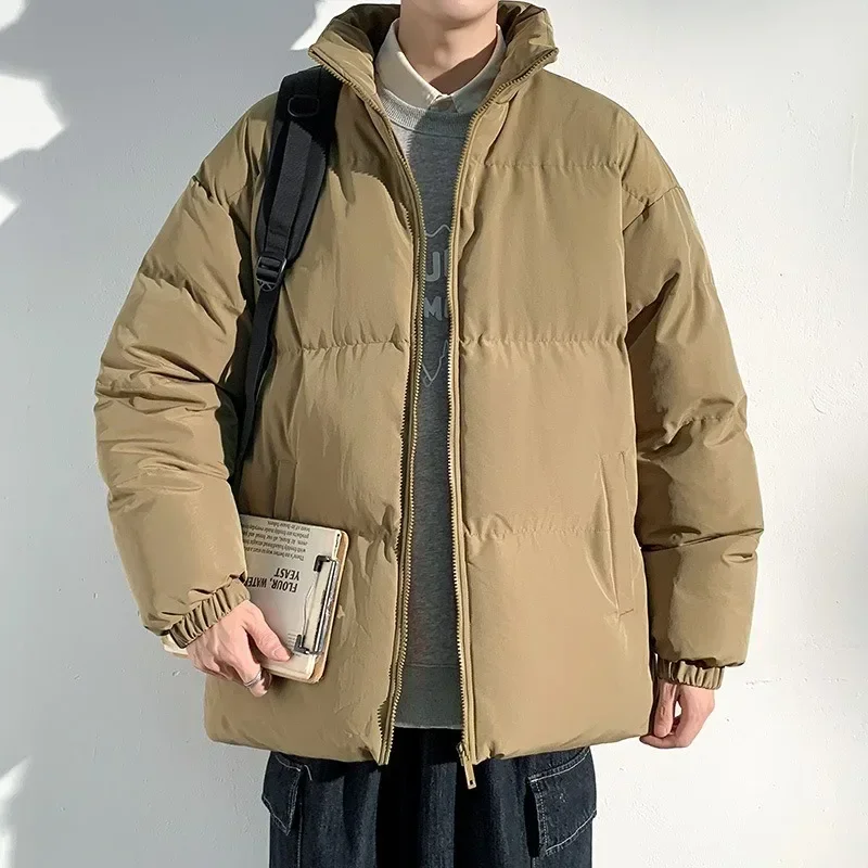 Piumino invernale in cotone, giacca calda addensata, colletto alla coreana sciolto e alla moda, giacca in cotone Unisex abbigliamento uomo