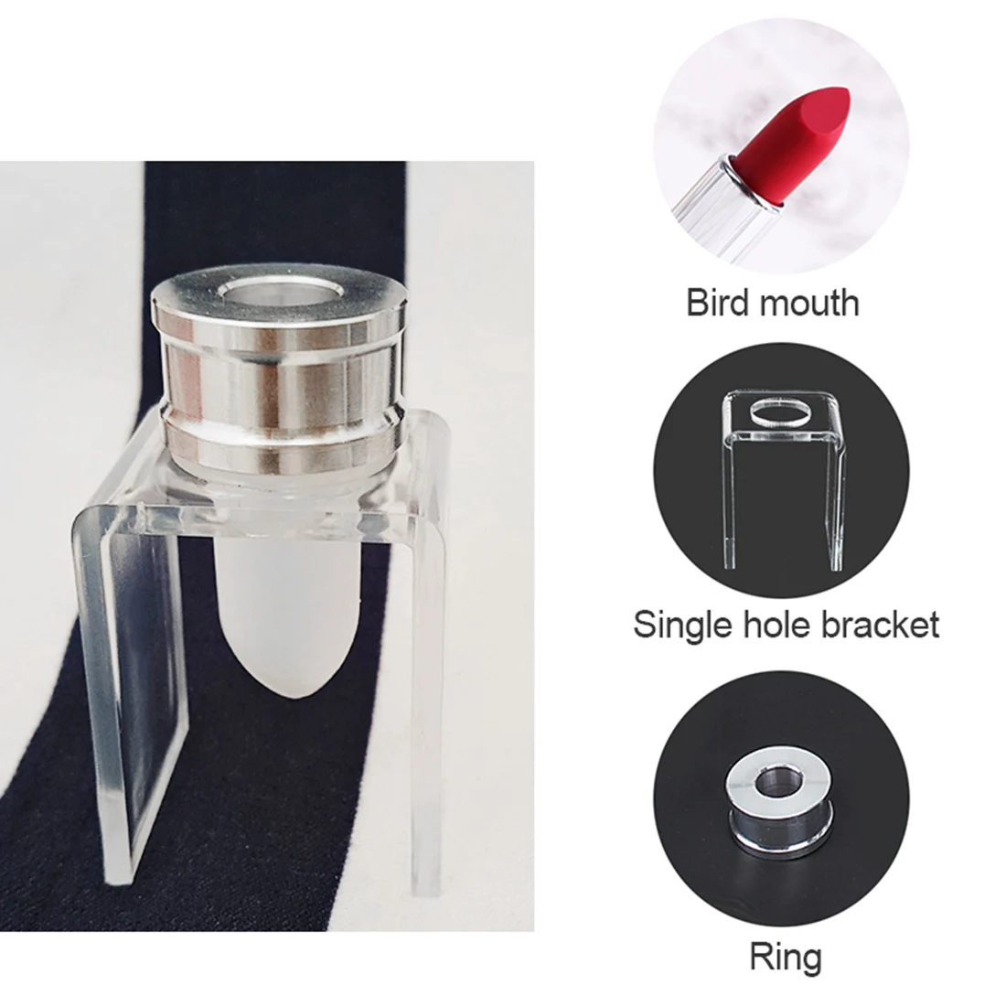 3 piece set DIY 12.1mm simple lipstick filling tube birdmouth silicone mold aluminum ring single hole bracket homemade lipstick