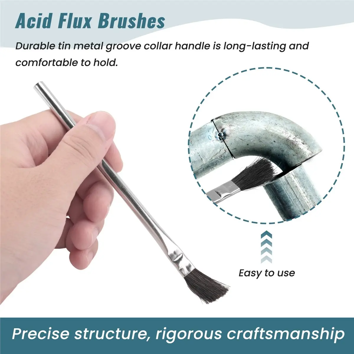 [N88R] Acid Brushes - 48 Count 3/8 Inch Horsehair Acid Flux Brushes, Disposable Glue Brushes for Woodworking, Epoxy Brushes