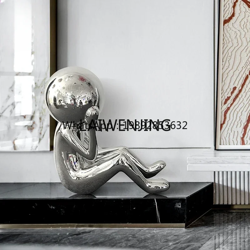 AB1  Abstract Thinking Cheek Supporting Figure Sculpture Decorative Art Ornament