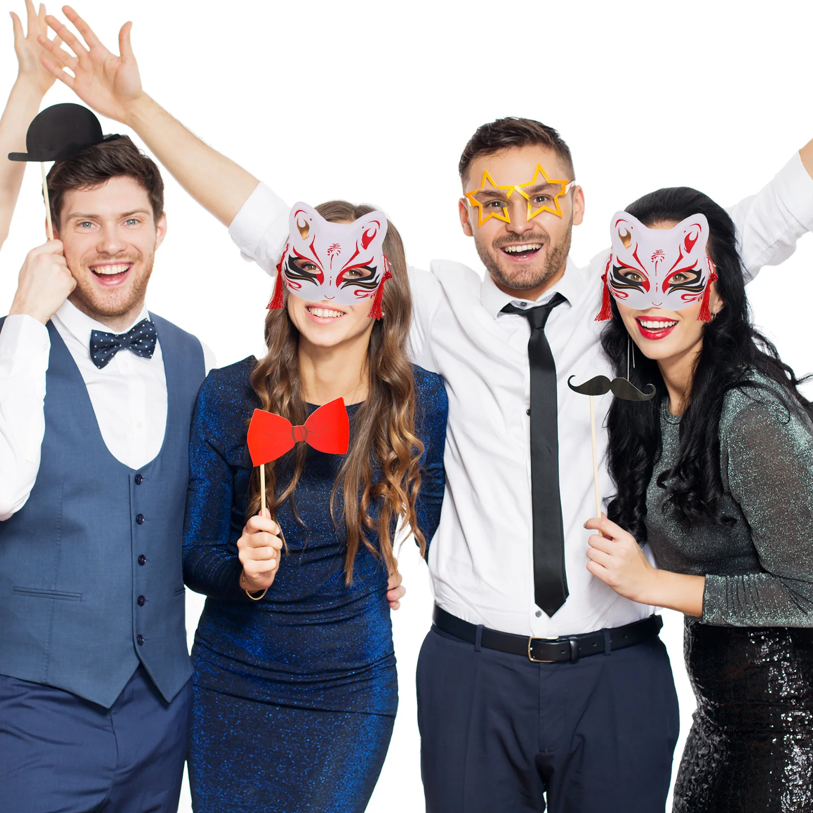 قطعتان من أقنعة نصف ثعلب خفيفة الوزن من البلاستيك الحديدي لحفلات الهالوين التنكرية وإكسسوارات حفلات الكرنفال