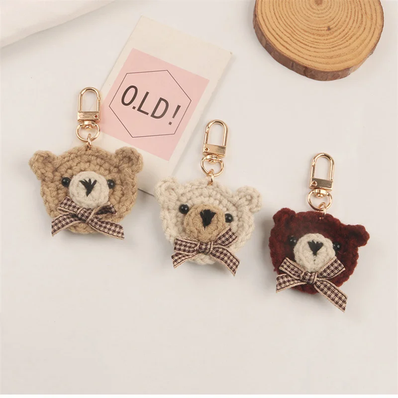 Cute Bow Tie Bear Car Keychain Pendant Small Fresh Cloth Bear Accessories Headphone Set Women\'s Bag Decoration