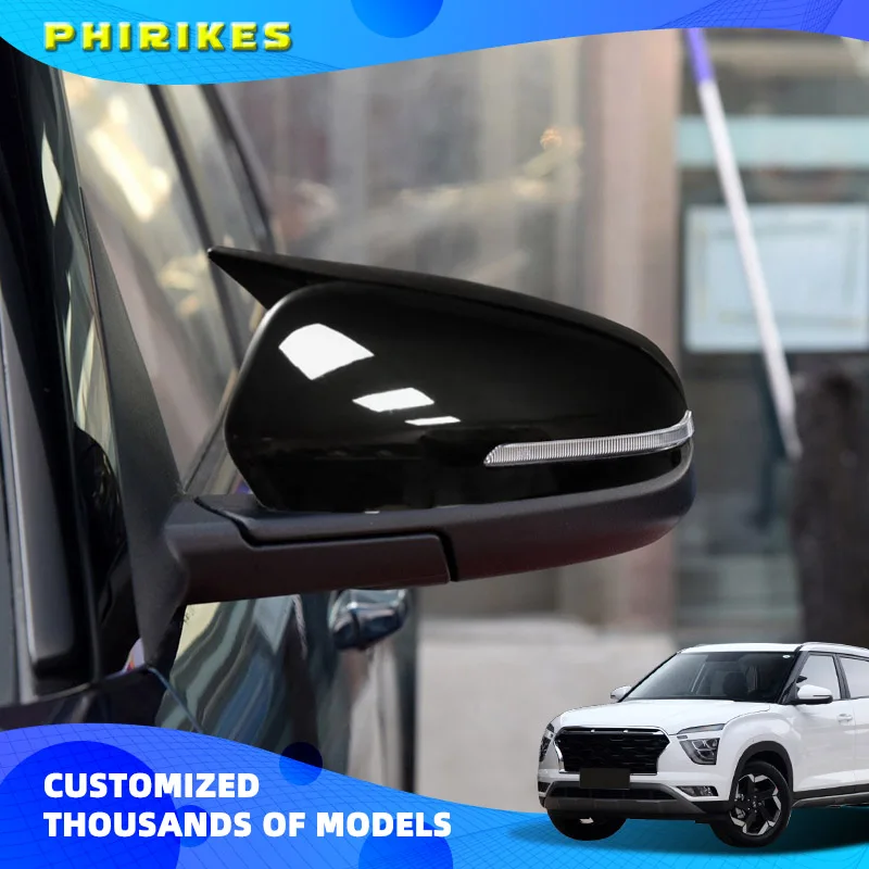 

Side Wing Rearview Mirror Cover For Hyundai IX25 2020-2023 Glossy Black Cap Sticker Trim Mirror Shell