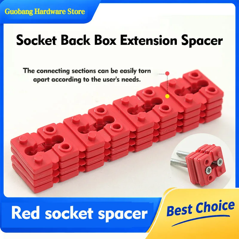 Red Outlet Spacer Shim Adjustable Height for Light Switch Socket, Heat Resistant Electrical Box Spacer 12-96pcs