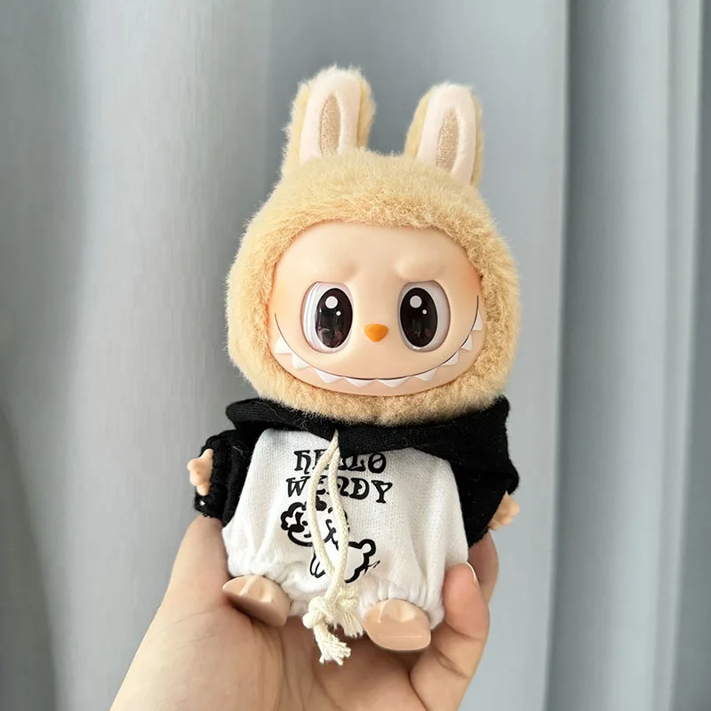 Mini Plush Doll Clothes, 17cm, Outfit Acessórios para Coréia Kpop Exo Labubu I II Idol Dolls, Macacão de Festa Sentado, Presentes DIY