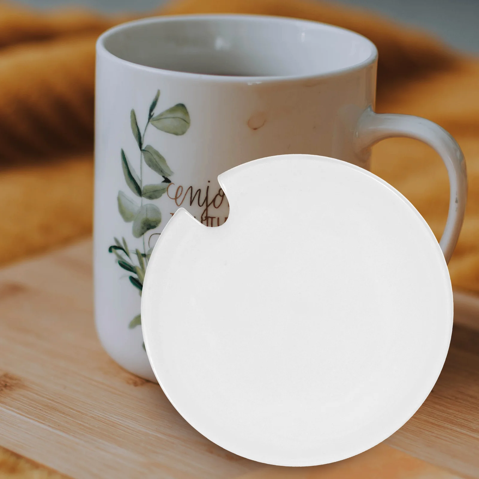 

2Pcs Ceramic Mug Lid Round Cup Covers with Spoon Slot Heat-Resistant Reusable Coffee Tea Cup Lids Lids for Cups