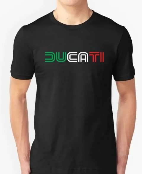 2026 New Parent‑Child Matching Oversize Ducatis Tee Motorsport Retro Linear Typography Color Stripe Graphic Short Sleeve T‑Shirt
