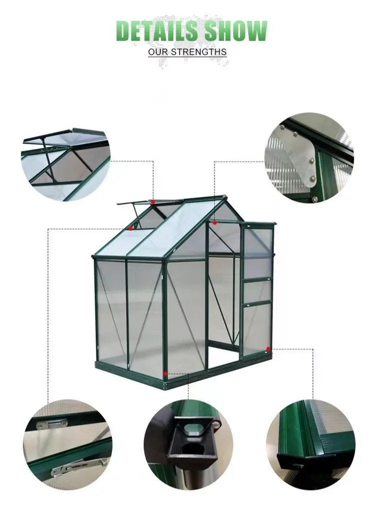 2025년형 탈착식 알루미늄 합금 프레임 야외 정원용 간편 다육식물 온실, 온실, 선룸, 화초 온실