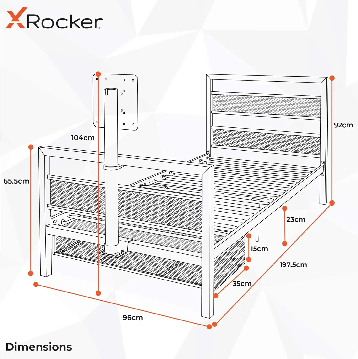 X Rocker Armada Gaming Bunk Bed, With Built-In Gaming Desk, Safe Ladder, Grid Mesh Sides, 2112701, 95.6