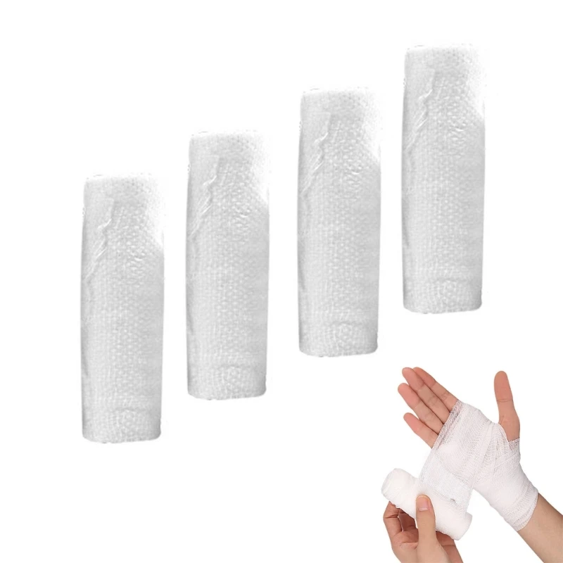 Pack of 4 Rolls Conforming Bandage, Safe and Breathable Gauze Bandage Roll for Dressing Wounds, 4.9 Yards Per Roll,