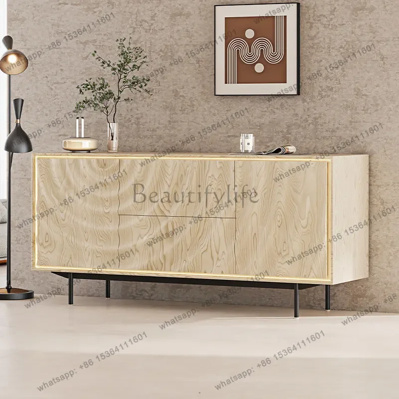 FGWave solid wood Like restaurant side cabinet Middle antique entrance ash wood with bucket Modern light luxury decorative cabin