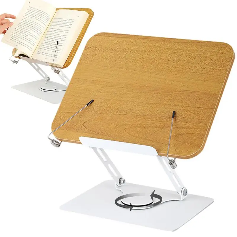 Reading Stand 360 Degree Rotating Foldable Bible Holder Wood Aluminium Bible And Desktop Ricer For Cookbook Sheet Music Laptop