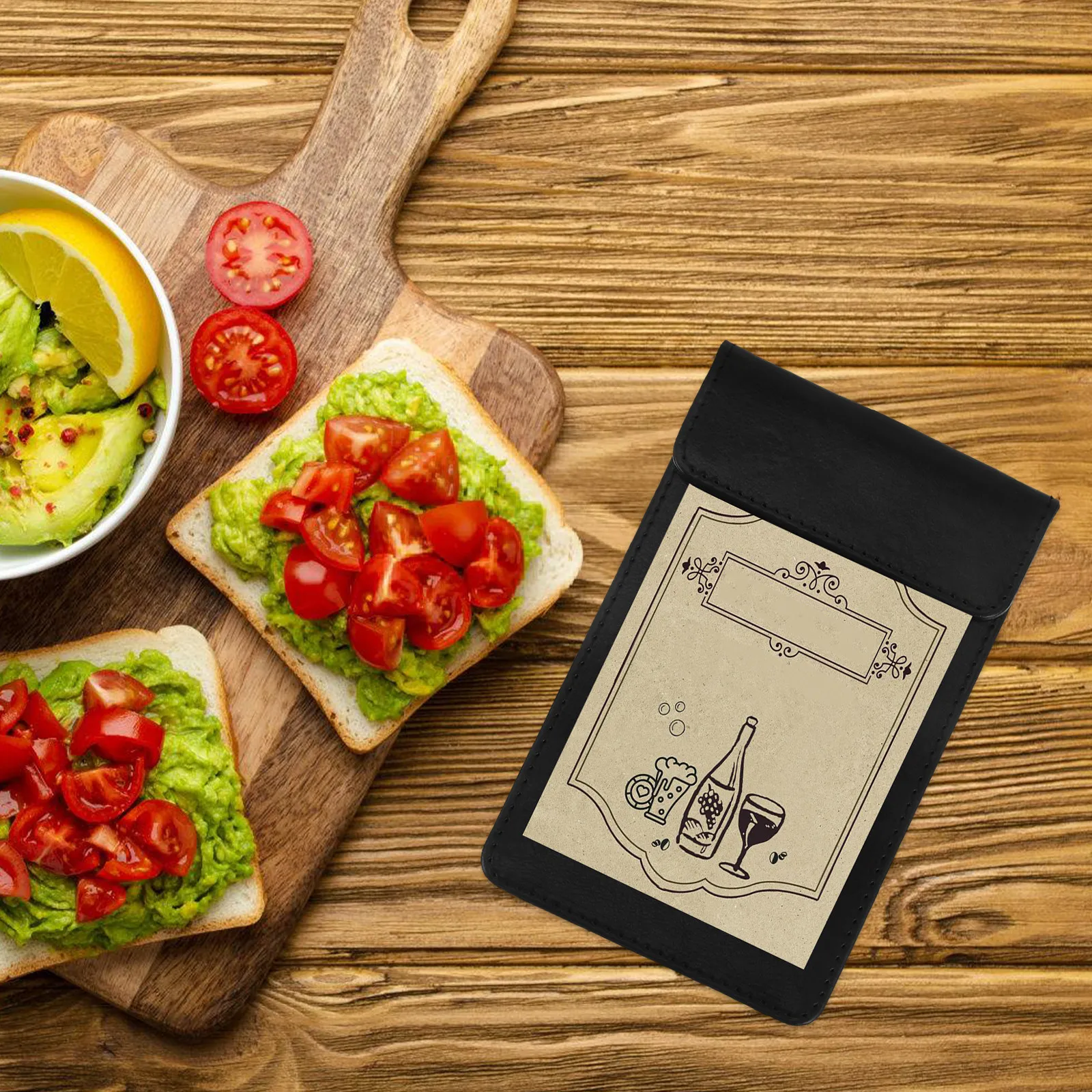 

Black Server Book Guest Check Book Restaurant Check Holder Storage Clipboard Binder Multifunctional Writing Pad for Waiters