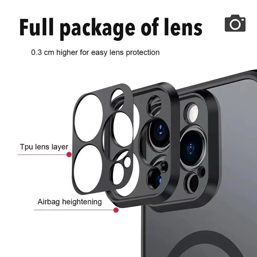 Luxury Armor Matte For Magsafe Magnetic Wireless Charging Case For iPhone17 14 15 16 17 Pro Max 12 13 Mini Plus Shockproof Cover