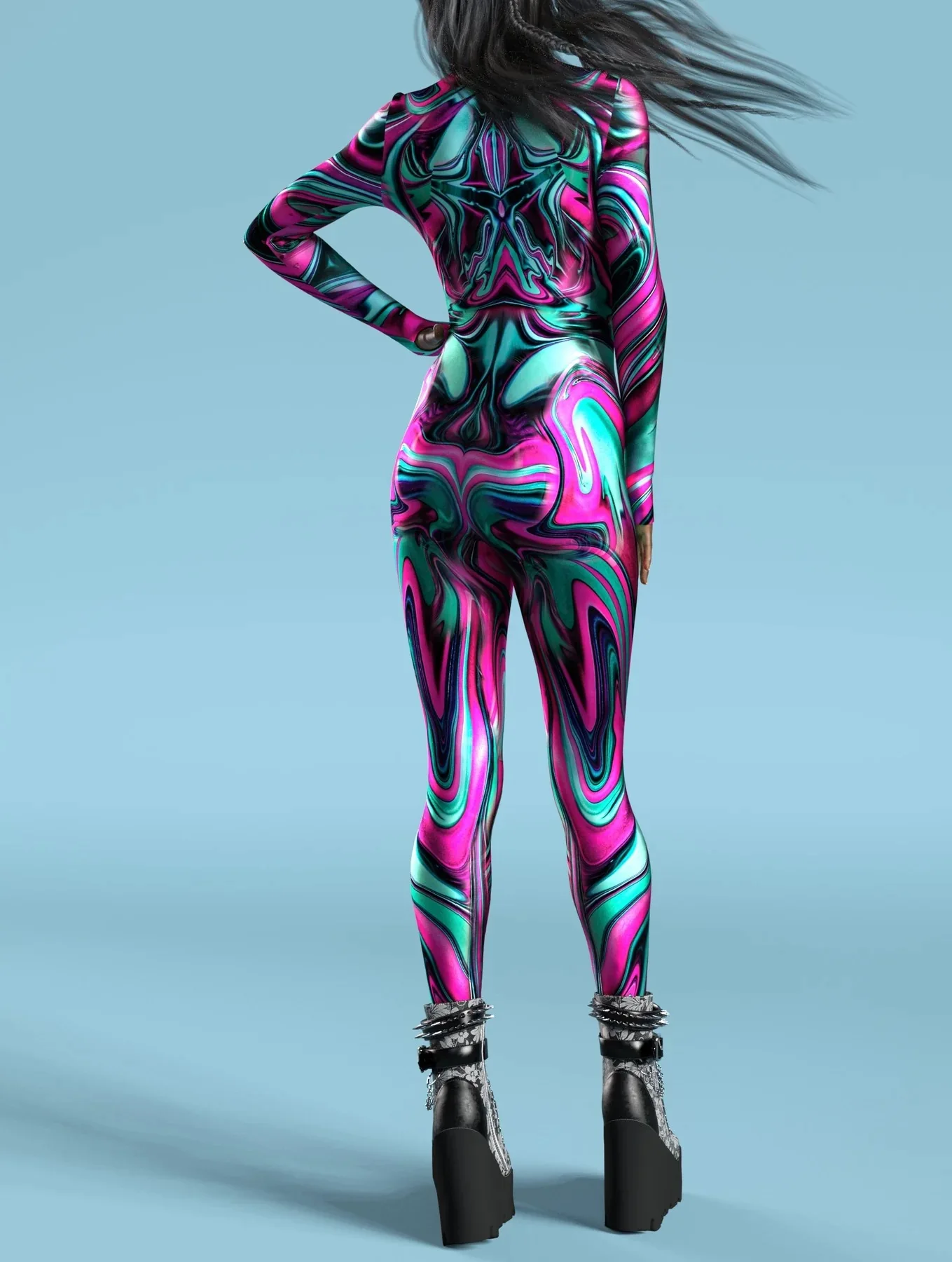 Bunter Regenbogen Abstrakte Geometrie Aerial Yoga Anzug Damen Enger Jumpsuit Karneval Urlaub Party Cosplay Kostüme Ausgefallener Bodysuit – Detail 32
