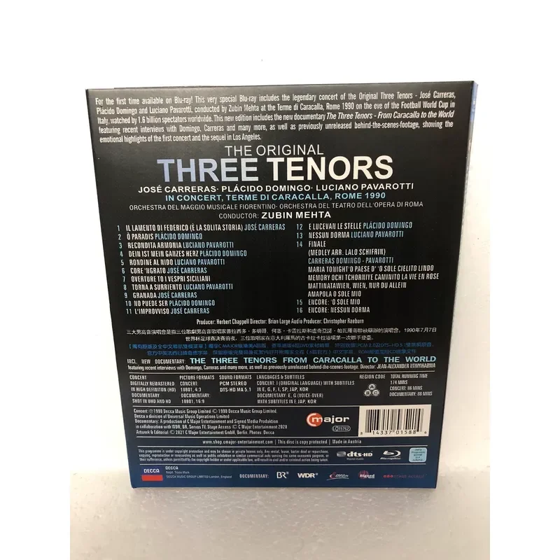 Blu-ray Disc The World's Three Tenors 1990 Concert of the Century in Rome
