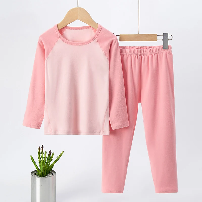 2/4-قطعة الخريف والشتاء الأطفال سميكة نحى اللون حظر الملابس الداخلية الدافئة مجموعة للبنين والبنات ملابس خاصة مريحة #4