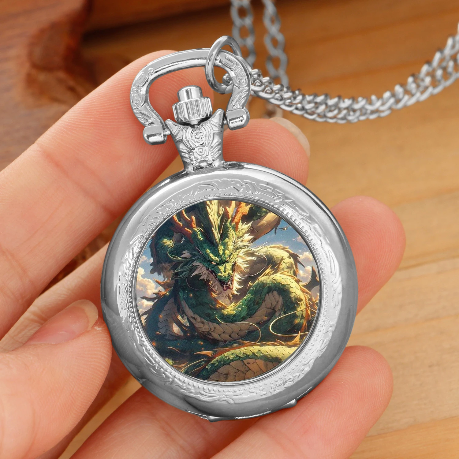 Anime Dragon Vintage Quartz Relógio de Bolso para Homens e Mulheres, Colar Pingente, Corrente do Relógio, Crianças, Presente