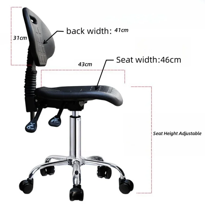 Adjustable Height Industrial Polyurethane Drafting Stool with Swivel Seat Tilt Control Polyurethane Chair For Laps Factory Areas