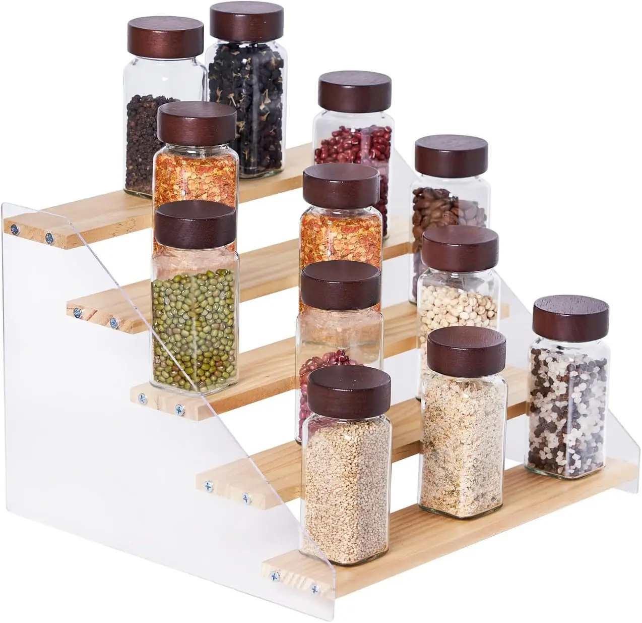 

Kitchen Cabinet Organizer,5 Tiered Wooden Spice Rack Organizer for Cabinet,Perfect for Kitchen Countertops & Pantry Sto