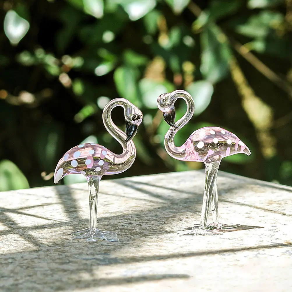 

2 шт. хрустальные фигурки фламинго, розовые, маленькие, настольные украшения, декор для вечеринок и дома, декор с фламинго