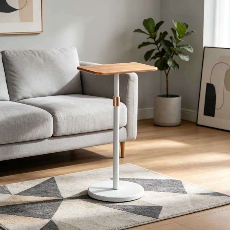 Small-sized Lift Table, Standing Workstation Desk for Live Streaming Studio, Height-adjustable Computer Stand with Metal Frame.