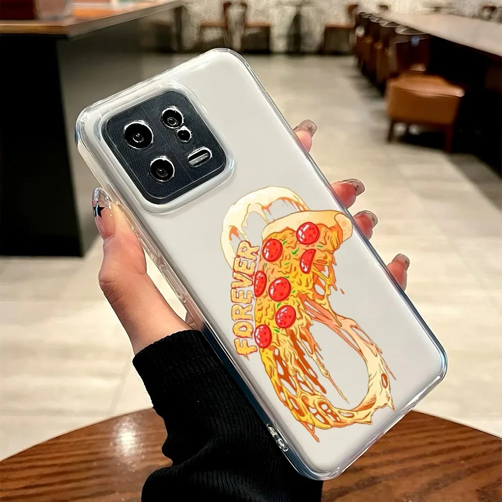 Delicious Pizza Lce Phone Case For Xiaomi 11 Redmi Note 11 5G 8T 9A 9 10T Note8Pro Note9 12SUltra Transparent Case