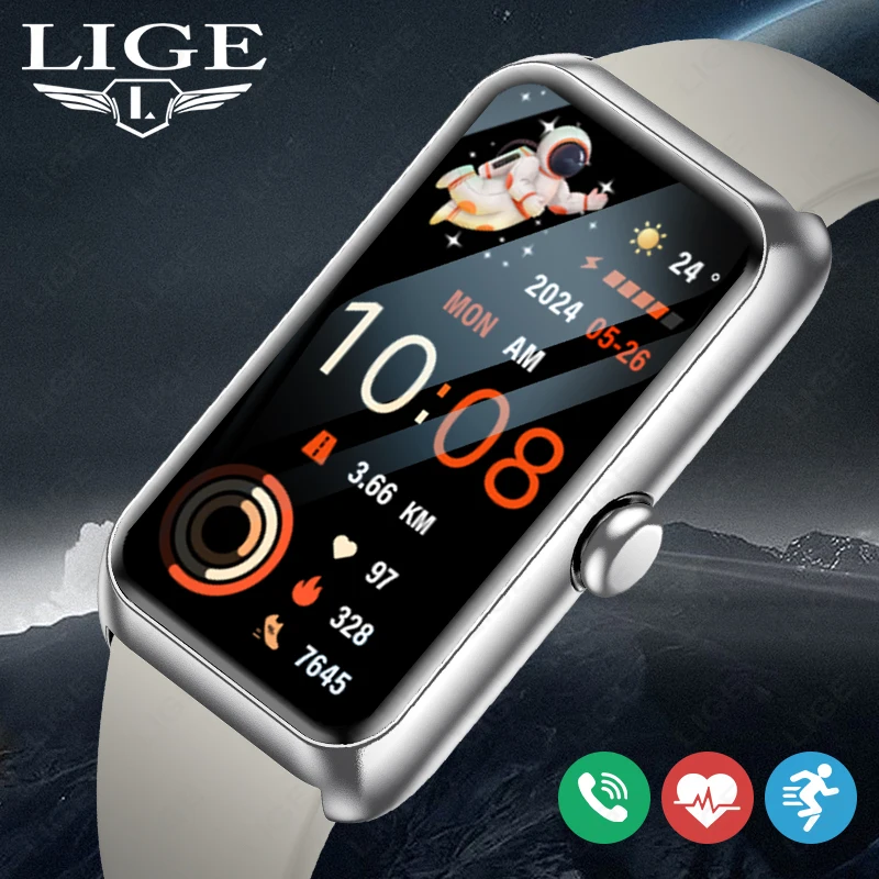 

LIGE New Fashion 24h Heart Rate Monitor Smart Watch 1.47" HD Display 100+ Sports Fitness Tracker IP68 Waterproof Smartwatch