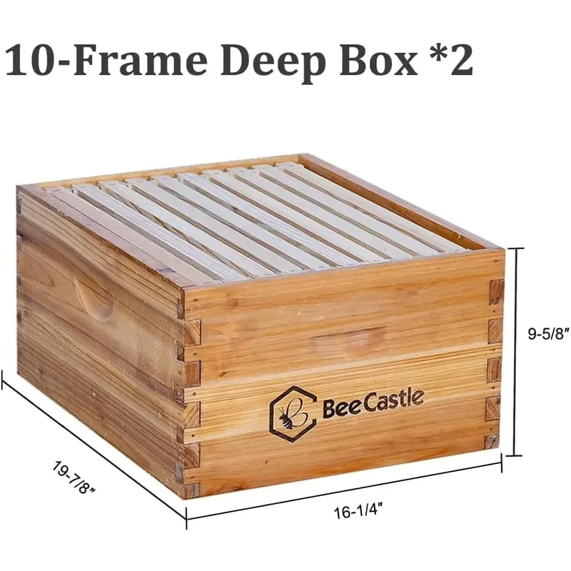 10 Frame Langstroth Bee Hive Coated with 100 Beeswax Includes Beehive Frames and Waxed Foundations 2 Deep Boxes 2 Medium