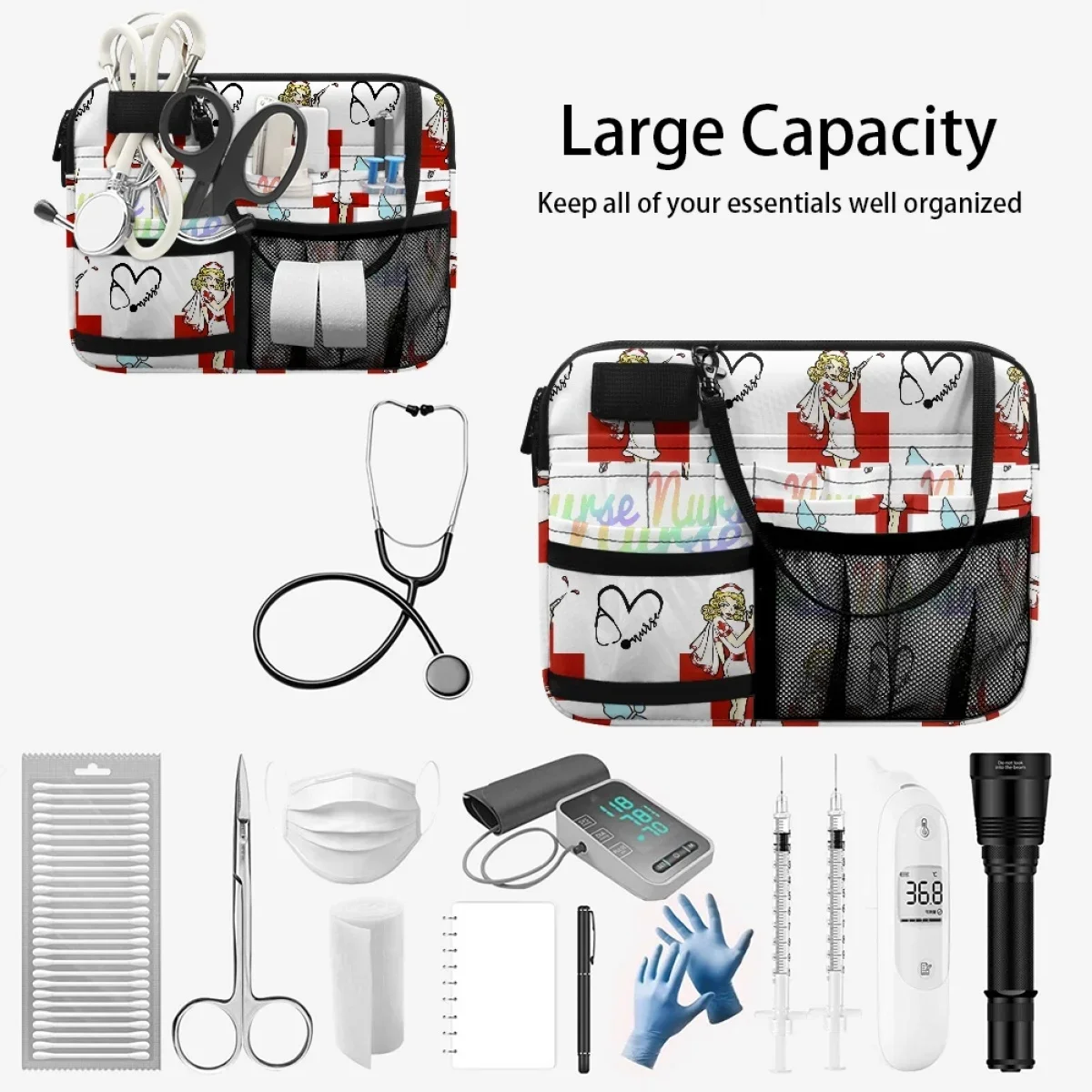 Medical Pack Stethoscopes Durable Emergency Supplies Medical Gear Multi Pockets Waist Bag Female Organizer Pouch for Pharmacists