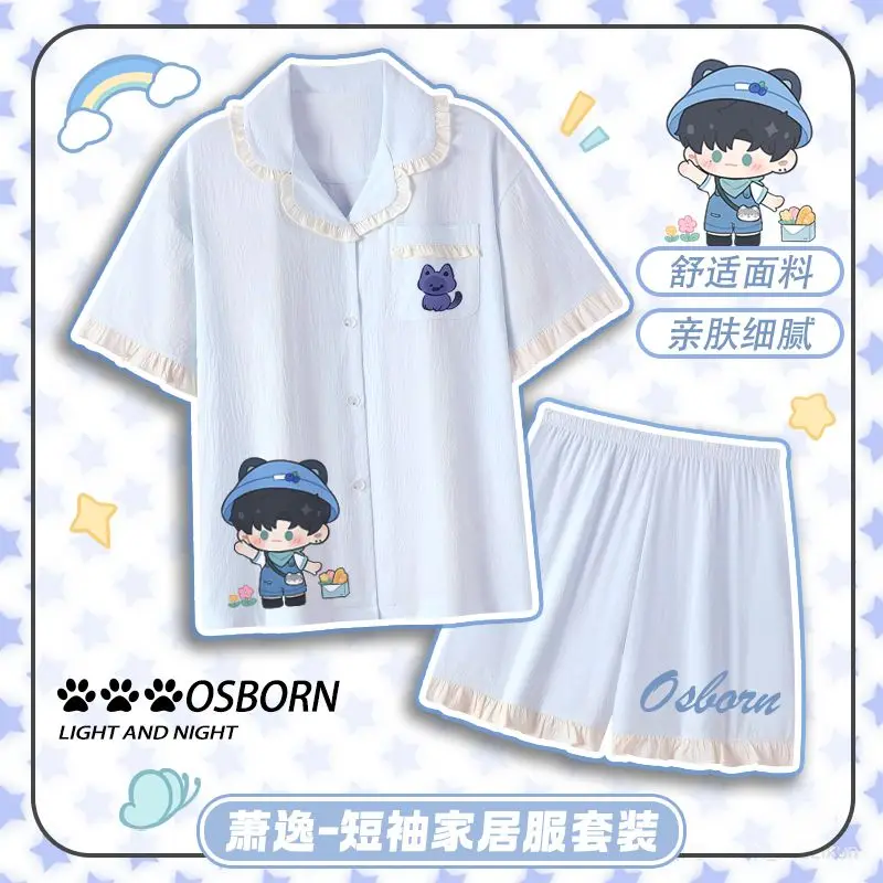 أنيمي الضوء والليل تشارلي منامة الصيف أزياء حساسة لطيف عارضة فضفاضة الراحة لينة جرلي مجموعة قصيرة الأكمام السراويل