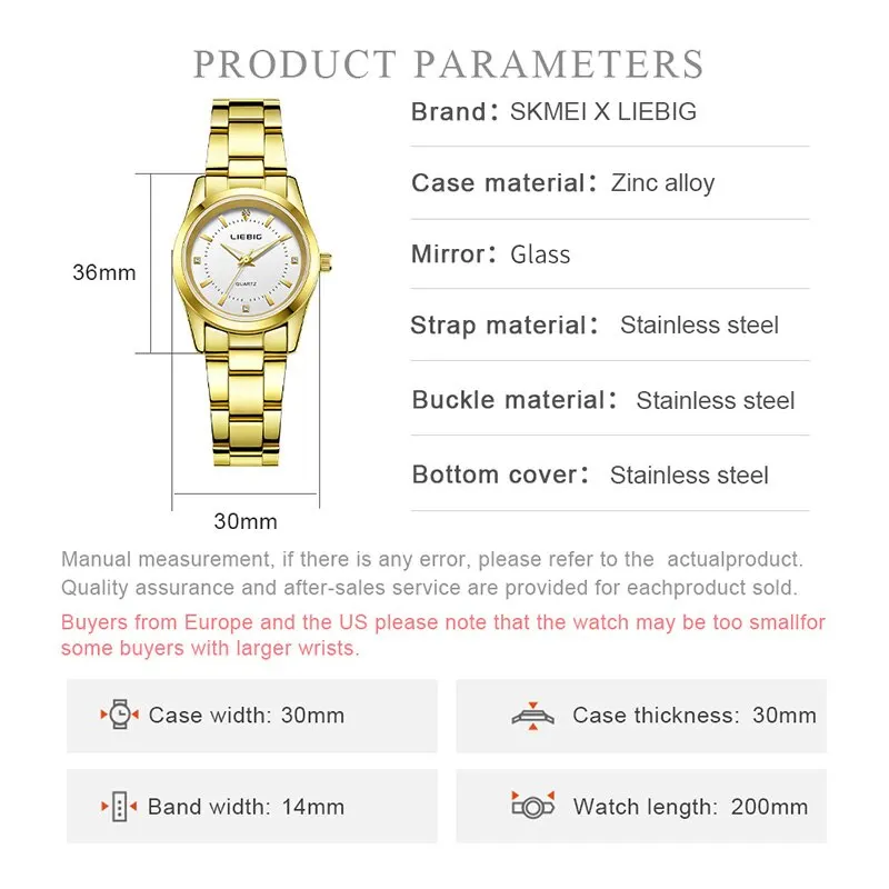 LIEBIG Romantic Style Ladies Female Wristwatch Luxury Golden Stainless Steel Watches Women Clock Montre Femme Relogio Feminino