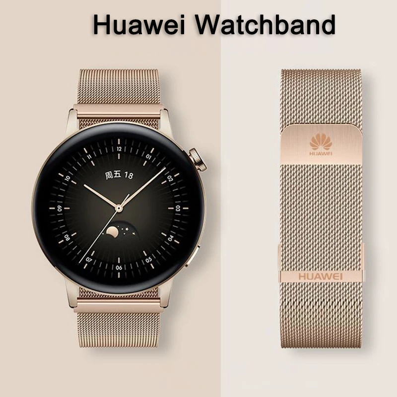 Alça Huawei milanesa para relógio huawei gt3, feita de aço inoxidável, 20mm, 22mm, para gt2/2 pro, gt2e