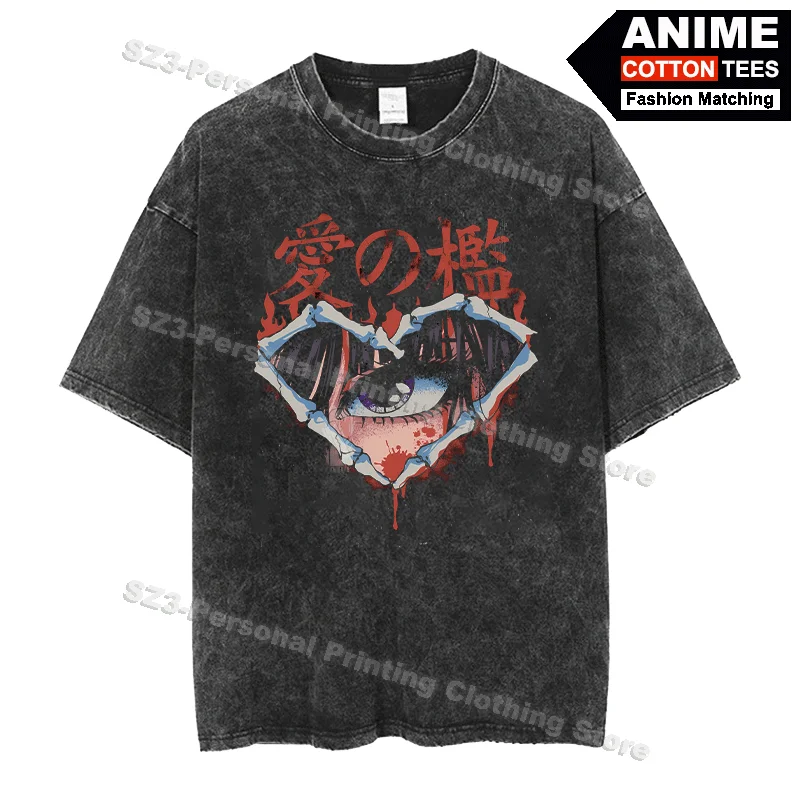 

Готический стиль - футболка с принтом в форме скелета и сердца Y2k Хип-хоп Уличная повседневная женская хлопковая стираная свободная футболка с короткими рукавами