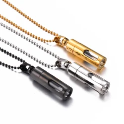 Women Men Necklaces Stainless Steel Glass Collect Sand Flower Open Bottle Memorial Pendant Necklace Cremation Urn Jewelry