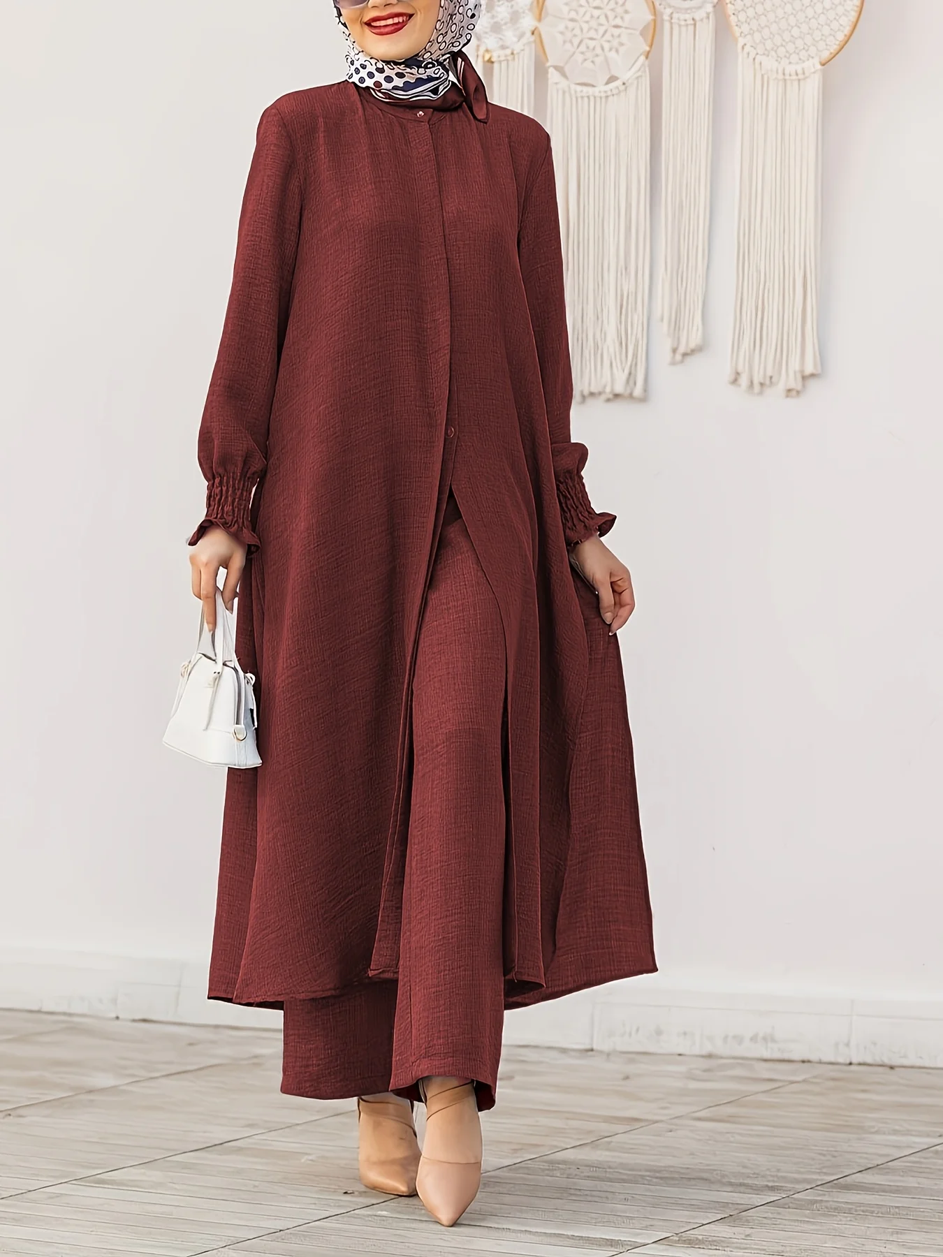 arabian casual dress Arabian Arabic Ladies Dress Woman Casual Muslim Flare Sleeve Abaya Elegant Dress Arab Kaftan