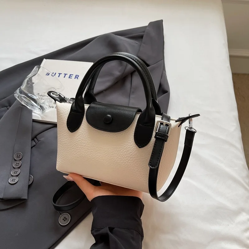 Sac à boulettes de grain Litchi 2025 – Sac à bandoulière/épaule avec coutures contrastées, petit fourre-tout rétro et polyvalent pour femmes