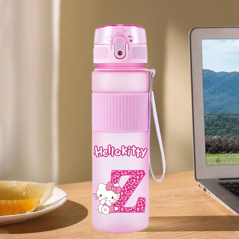 

Hello Kitty Water Bottles Girls Outdoor Sport 550ml Plastic Cup Kids Kawaii Letter A-Z School Mug Women Office Accessory Gift