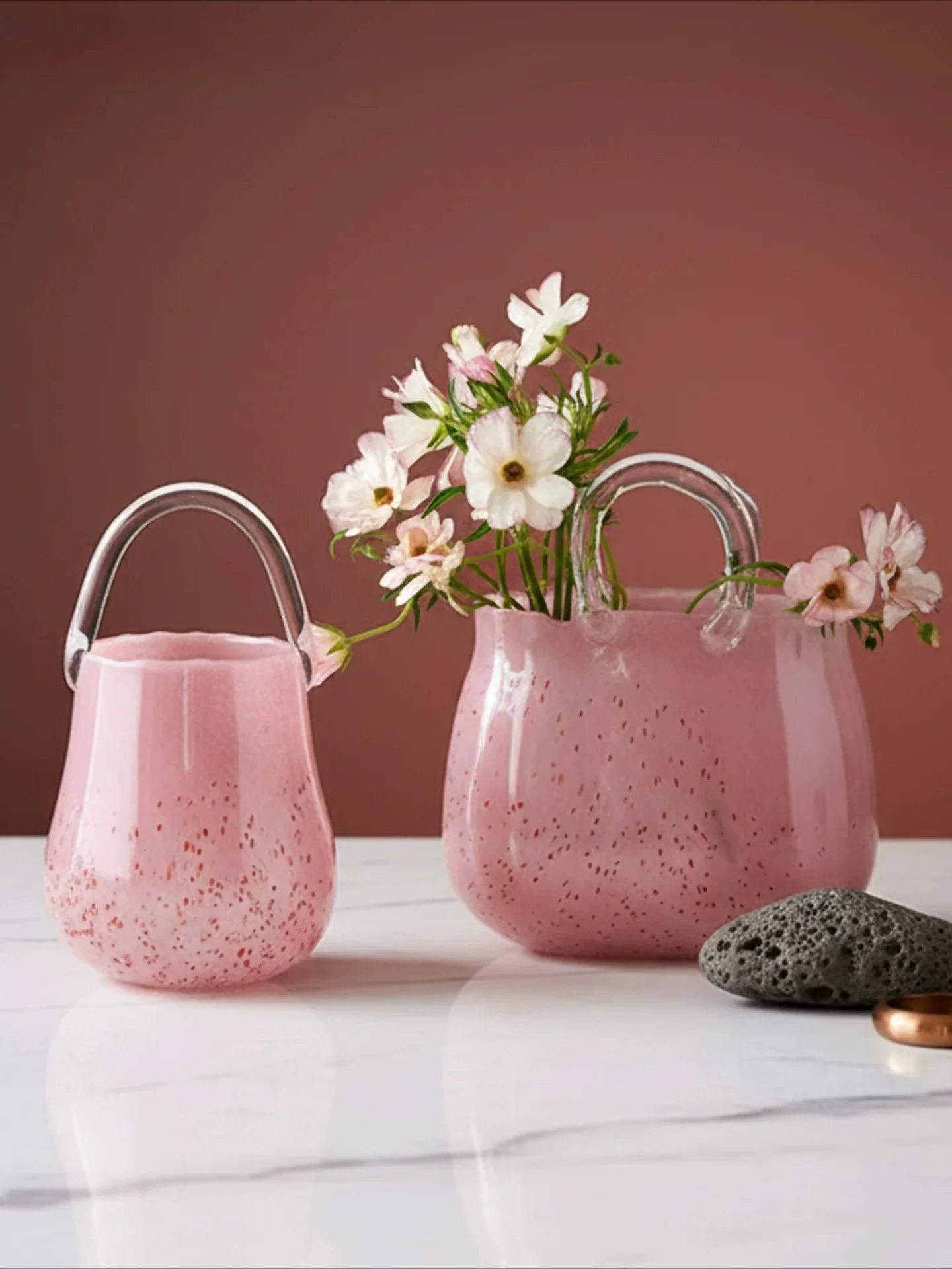

CL high-end sense exquisite light luxury glazed hand flower basket soft decoration jewelry flower arrangement