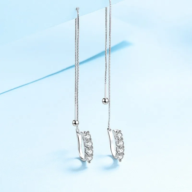 0.8CT Moissanite Diamond Drop Earrings Gift Girl Platinum Pt950 Tassel Ear Line Valentine's Day Wedding Wife Fine Jewelry