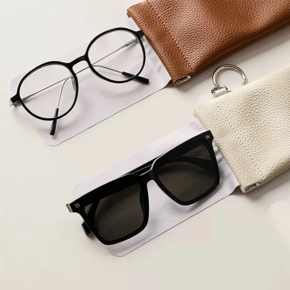 with Glasses Cloth Glasses Bag Automatic Closed Earphone Storage Sunglasses Case Waterproof Soft PU Data Cable Storage Bag
