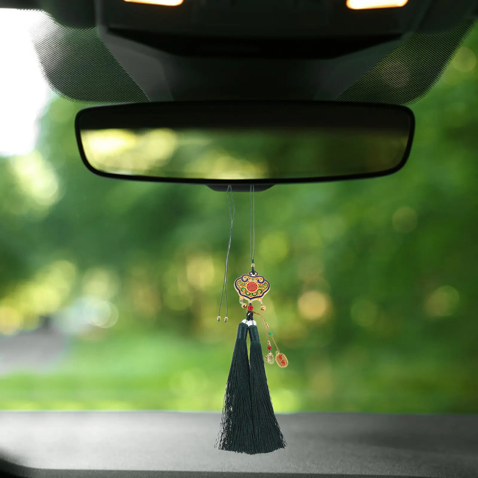 Auto Rear View Mirror Charm Chinese Style Safety Lucky Hanging Pendant for Car Interior Decoration Vehicle Accessories