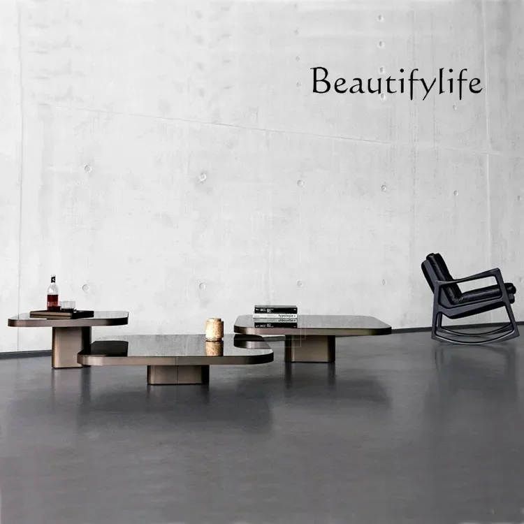 

НОВЫЙ N Современный светлый роскошный мраморный журнальный столик дизайнерская модель дома вилла гостиная прямоугольный высокий и низкий чайный столик