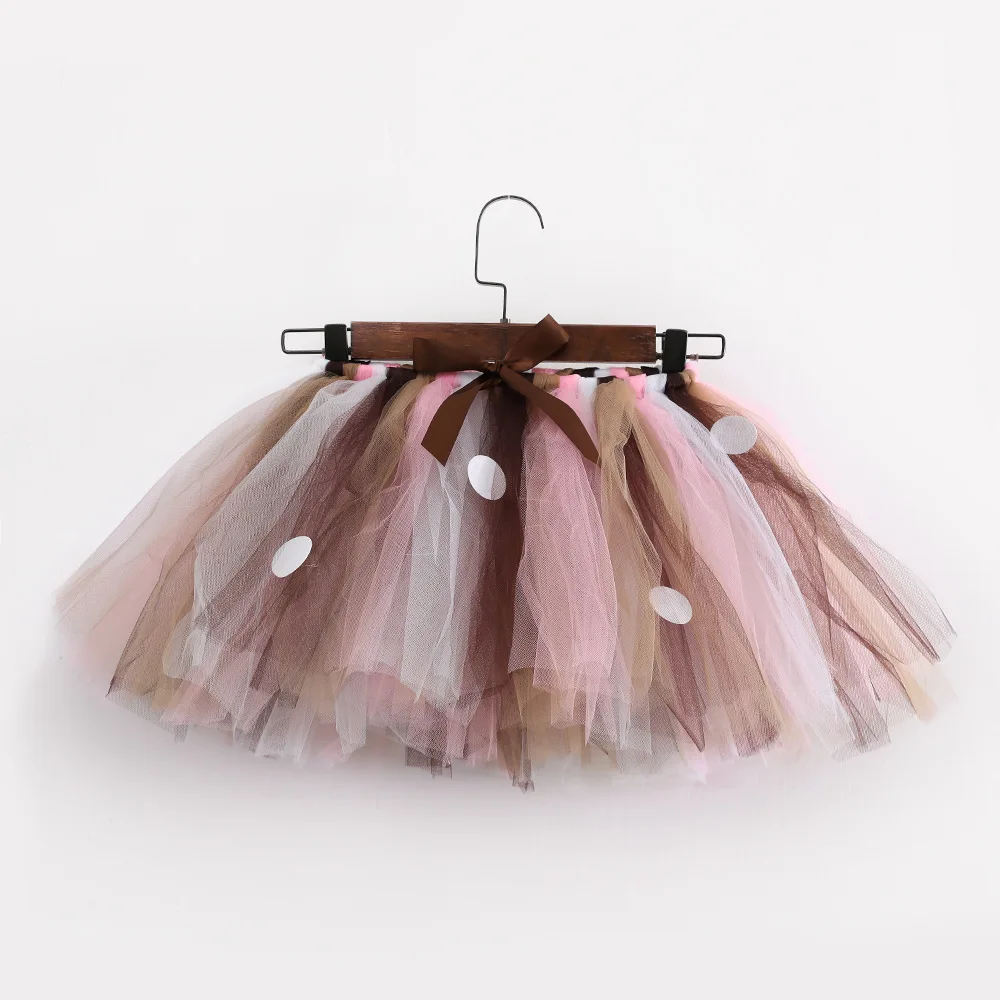 Girls Deer Tutu Skirt Fluffy Birthday Party Baby Girl Tutu Kids Dance Tulle Skirt Girls Christmas Deer Costume Antler Headband