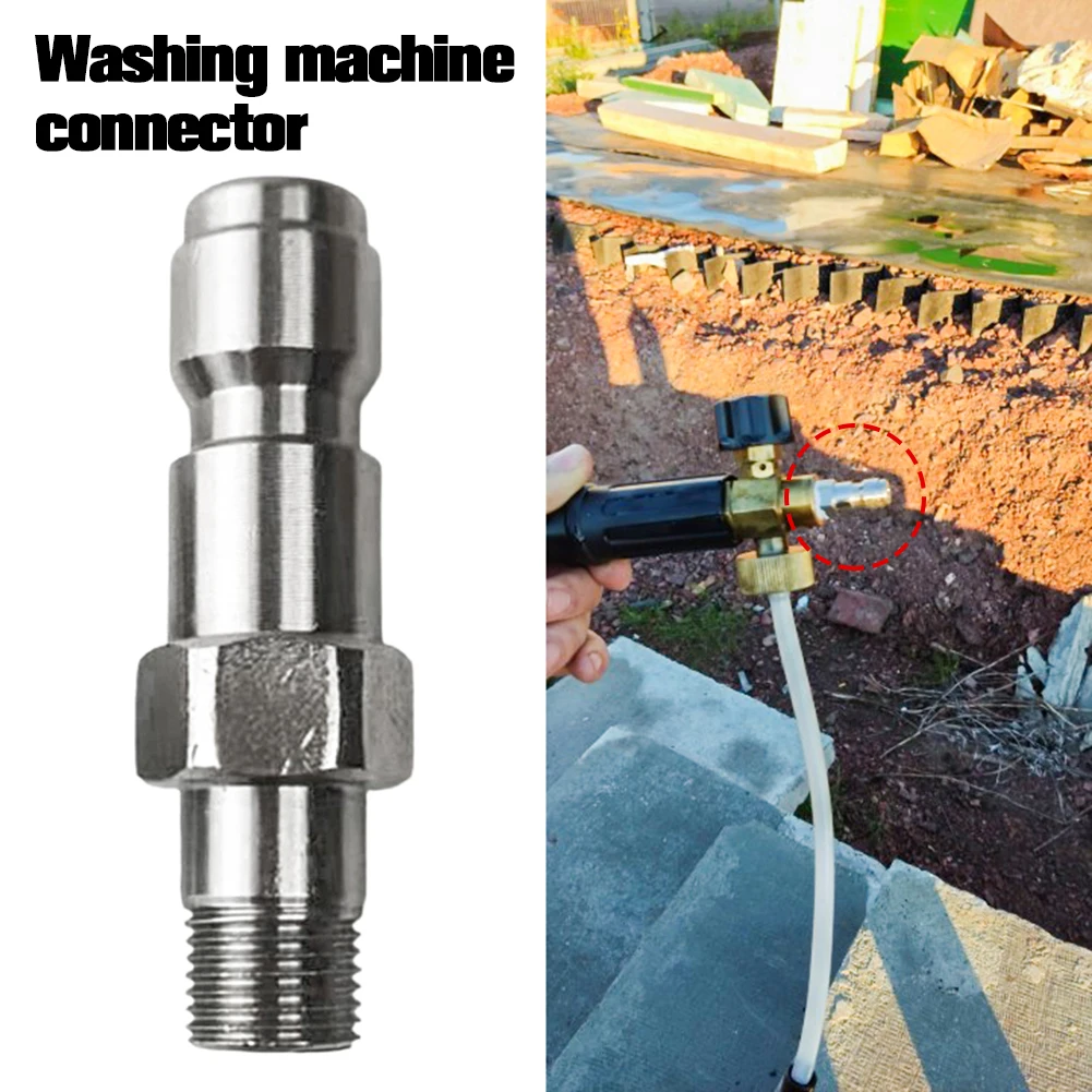 محول معدني الفولاذ المقاوم للصدأ + G1/4 ذكر/+ G1/8 ذكر 1/4 توصيل سريع التوصيل فوهة سنو رغوة انس محول اكسسوارات غسيل السيارات