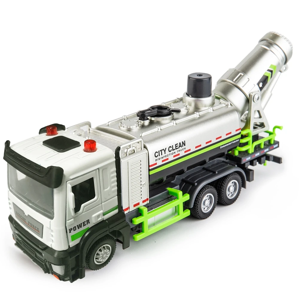 Voiture d'ingénierie en alliage 1/50, camion propre Anti-Smog, jouet pour enfants avec pulvérisation sonore et lumineuse, Mini camions, modèle jouet, cadeaux de noël