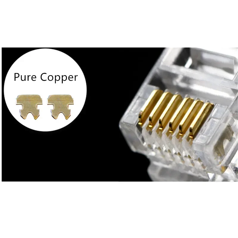 RJ12 Connector 6P6C Modular Head Phone Networking Cable Plug Gold Plated Crimp Network RJ 12 Telephone Connectors Crystal Plugs