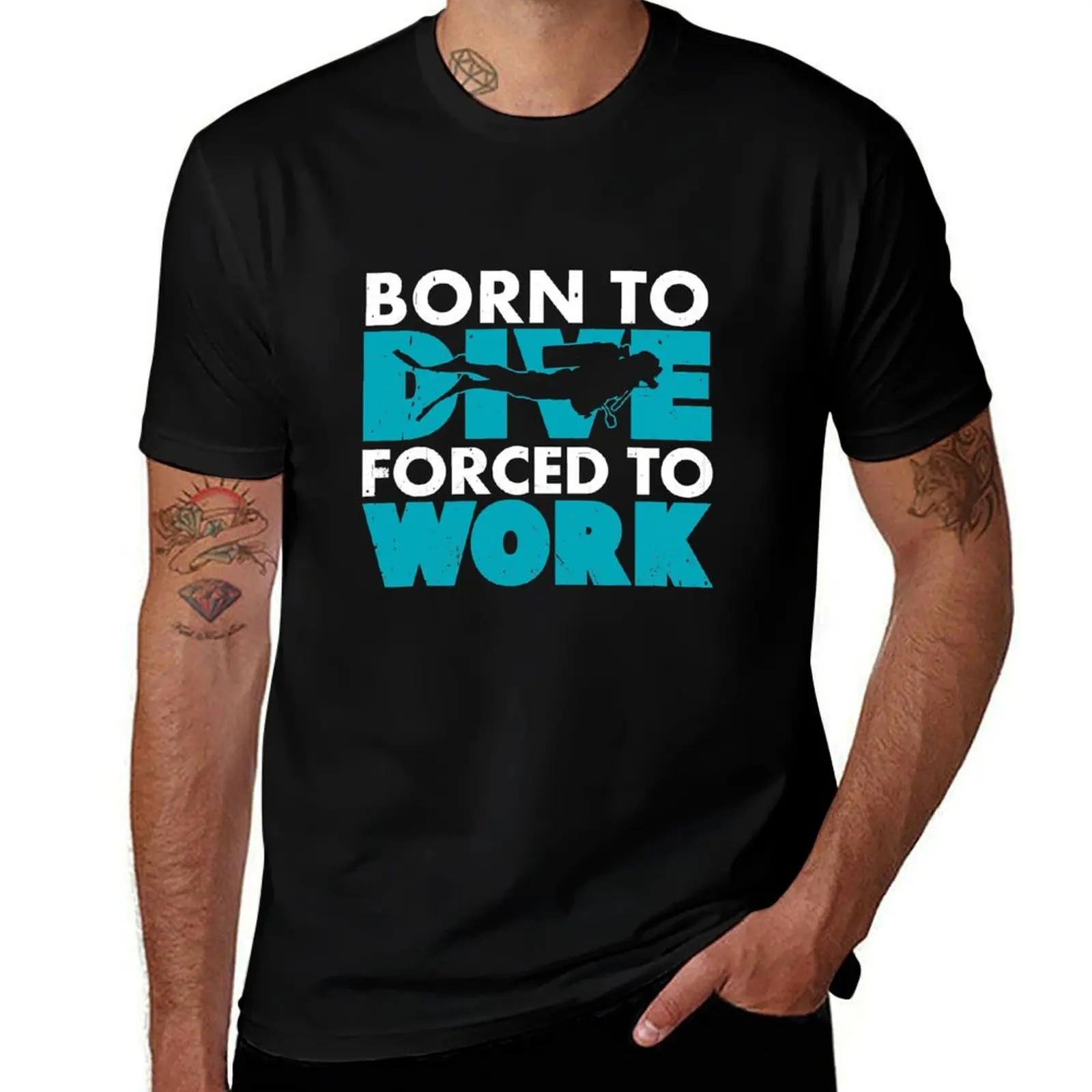 Born To Dive Forced To Work Funny Scuba Diving T-Shirt shirts graphic tee aesthetic clothes plus size clothes clothes for men