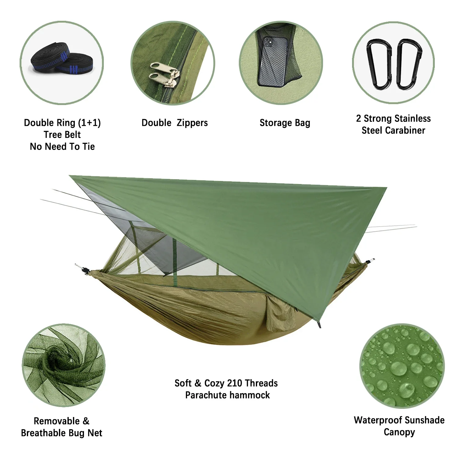 Anti Outdoor Camping Hammock With Mosquito Net And Rain Tent Equipment Supplies Shelters Camp Bed Survival Portable Hammock